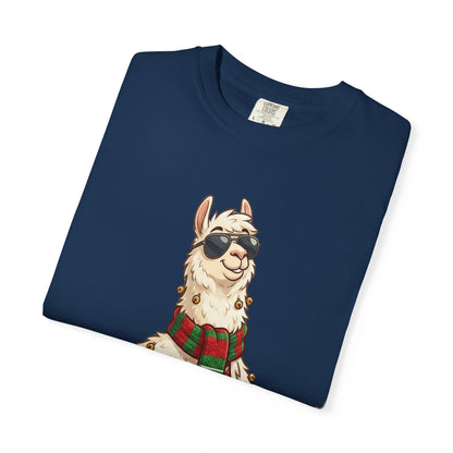 Cool Alpaca Adventure: Winter Chic Llama, Stylized Cartoon Character Illustration T-shirt – Custom T-Shirt by PixelCraft360, unique decoration for events and special gifts
