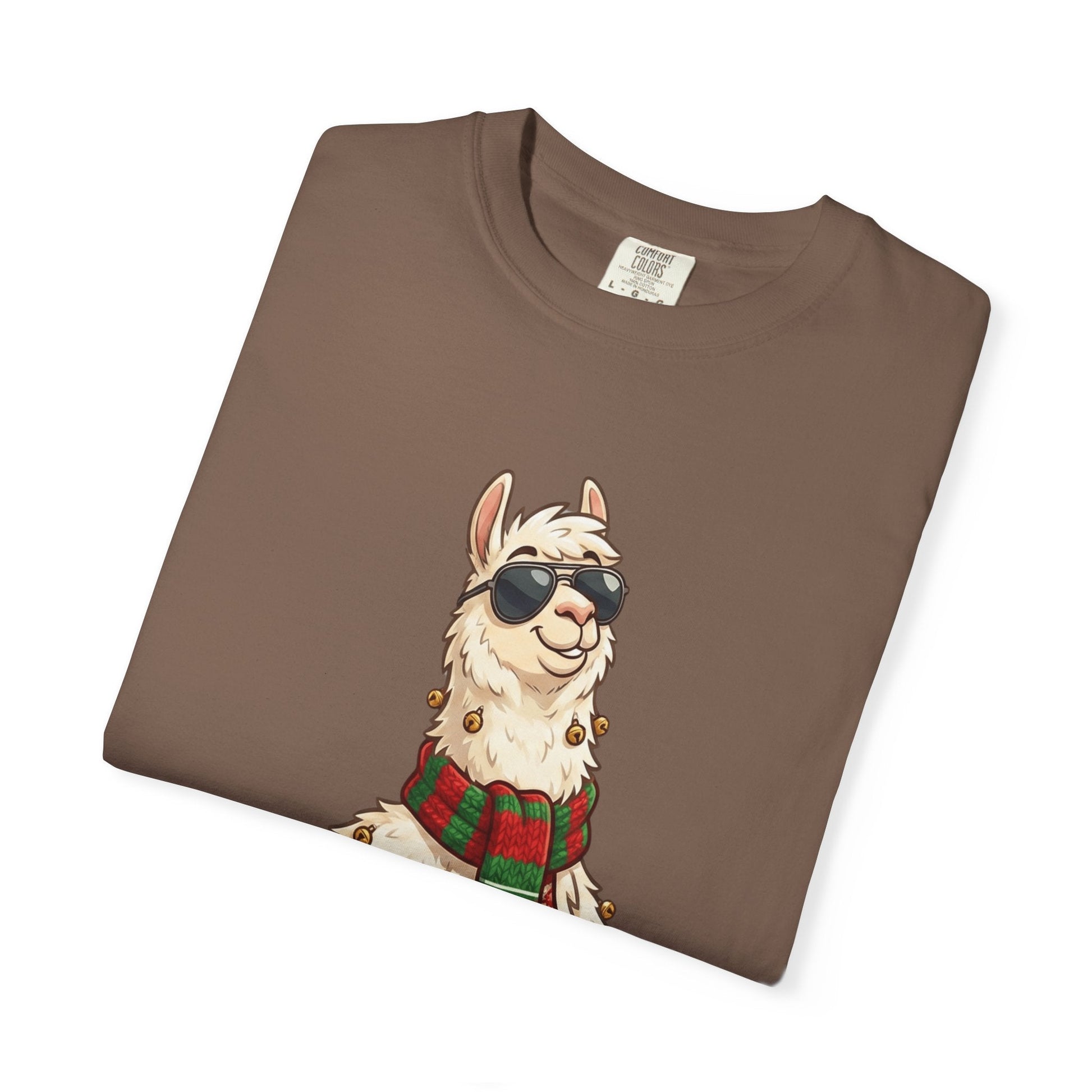 Cool Alpaca Adventure: Winter Chic Llama, Stylized Cartoon Character Illustration T-shirt – Custom T-Shirt by PixelCraft360, unique decoration for events and special gifts