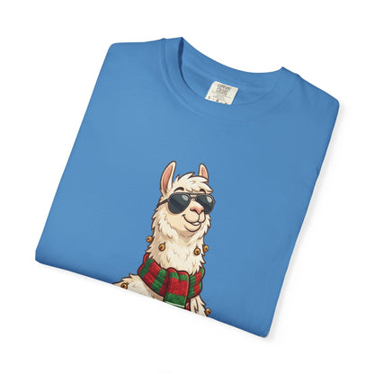 Cool Alpaca Adventure: Winter Chic Llama, Stylized Cartoon Character Illustration T-shirt – Custom T-Shirt by PixelCraft360, unique decoration for events and special gifts