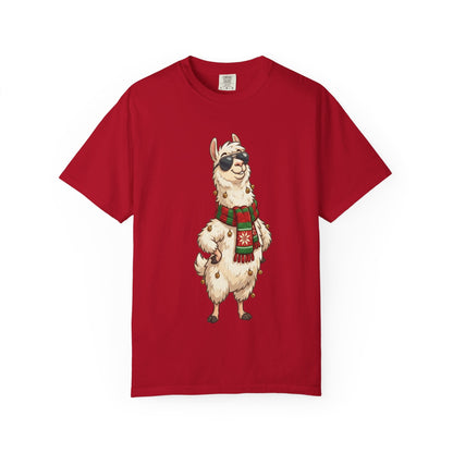 Cool Alpaca Adventure: Winter Chic Llama, Stylized Cartoon Character Illustration T-shirt – Custom T-Shirt by PixelCraft360, unique decoration for events and special gifts