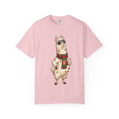 Cool Alpaca Adventure: Winter Chic Llama, Stylized Cartoon Character Illustration T-shirt – Custom T-Shirt by PixelCraft360, unique decoration for events and special gifts