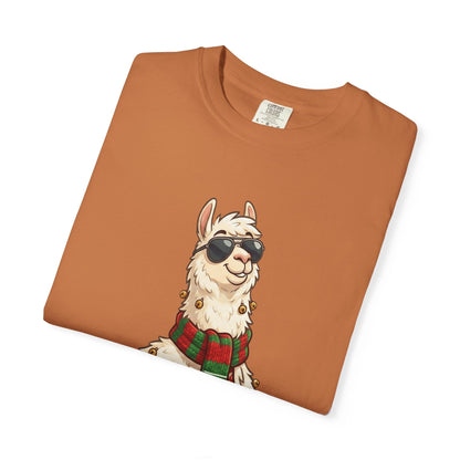 Cool Alpaca Adventure: Winter Chic Llama, Stylized Cartoon Character Illustration T-shirt – Custom T-Shirt by PixelCraft360, unique decoration for events and special gifts