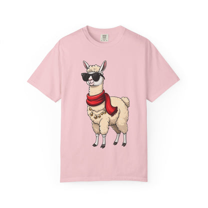 Cool Alpaca Swagger: Hipster Llama Portrait, Trendy Animal Illustration T-shirt – Custom T-Shirt by PixelCraft360, unique decoration for events and special gifts