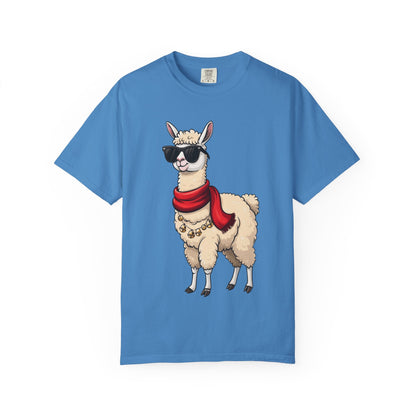 Cool Alpaca Swagger: Hipster Llama Portrait, Trendy Animal Illustration T-shirt – Custom T-Shirt by PixelCraft360, unique decoration for events and special gifts