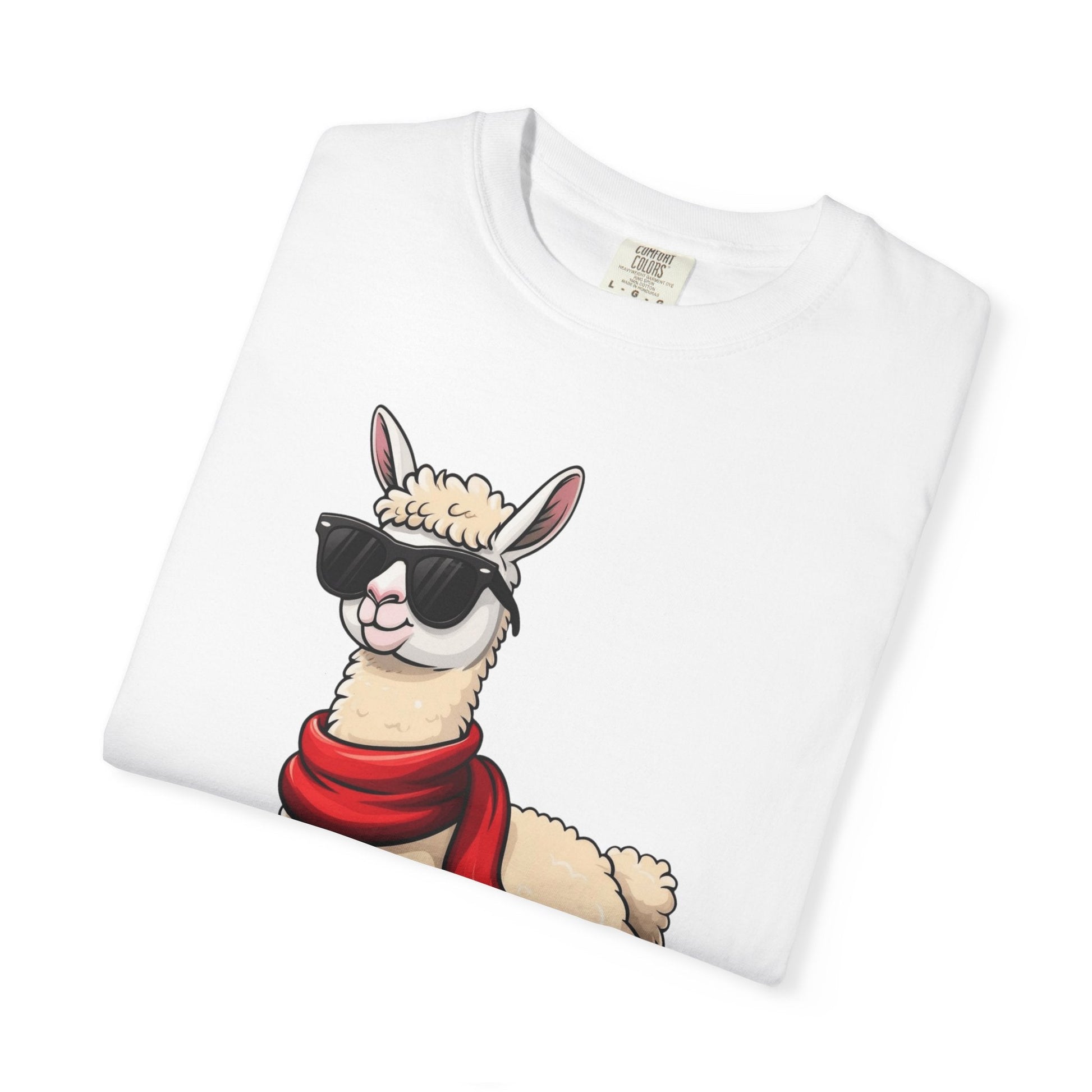 Cool Alpaca Swagger: Hipster Llama Portrait, Trendy Animal Illustration T-shirt – Custom T-Shirt by PixelCraft360, unique decoration for events and special gifts