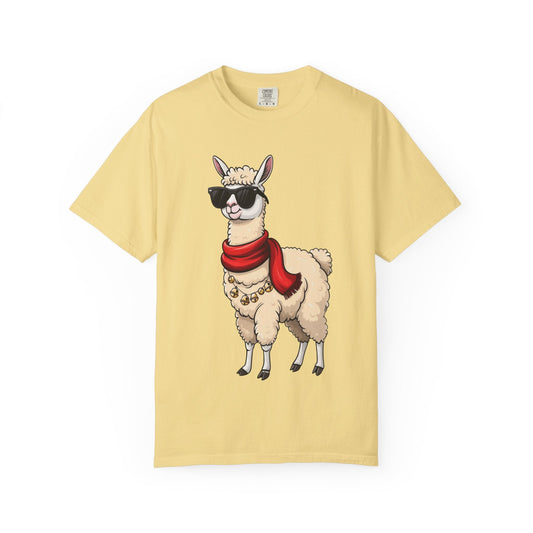 Cool Alpaca Swagger: Hipster Llama Portrait, Trendy Animal Illustration T-shirt – Custom T-Shirt by PixelCraft360, unique decoration for events and special gifts