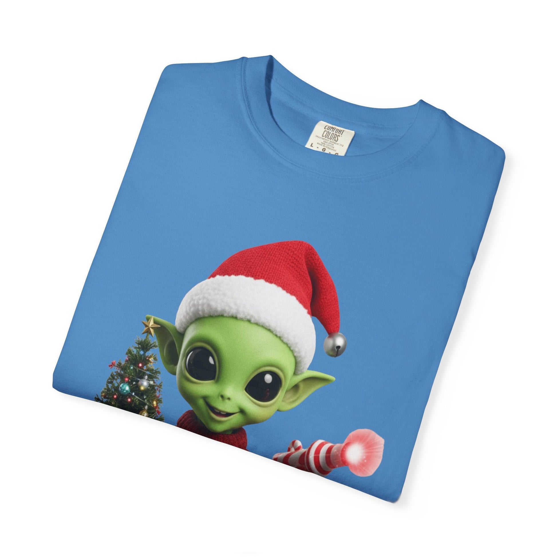 Cosmic Christmas Cheer: Alien Holiday Delight, 3D Festive Sci - Fi Character ArtT-Shirt – Custom T-Shirt by PixelCraft360, unique decoration for events and special gifts