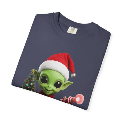 Cosmic Christmas Cheer: Alien Holiday Delight, 3D Festive Sci - Fi Character ArtT-Shirt – Custom T-Shirt by PixelCraft360, unique decoration for events and special gifts