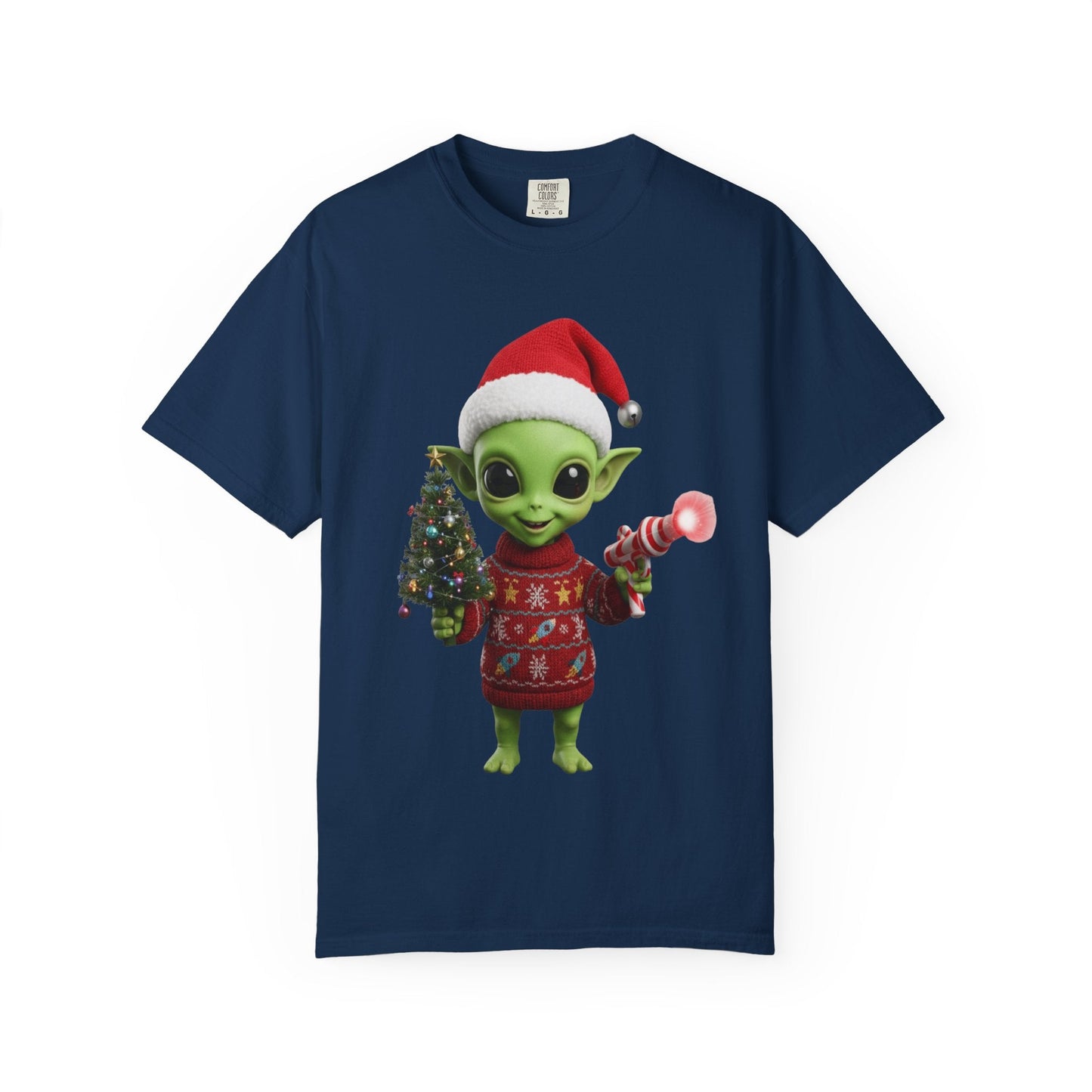 Cosmic Christmas Cheer: Alien Holiday Delight, 3D Festive Sci - Fi Character ArtT-Shirt – Custom T-Shirt by PixelCraft360, unique decoration for events and special gifts
