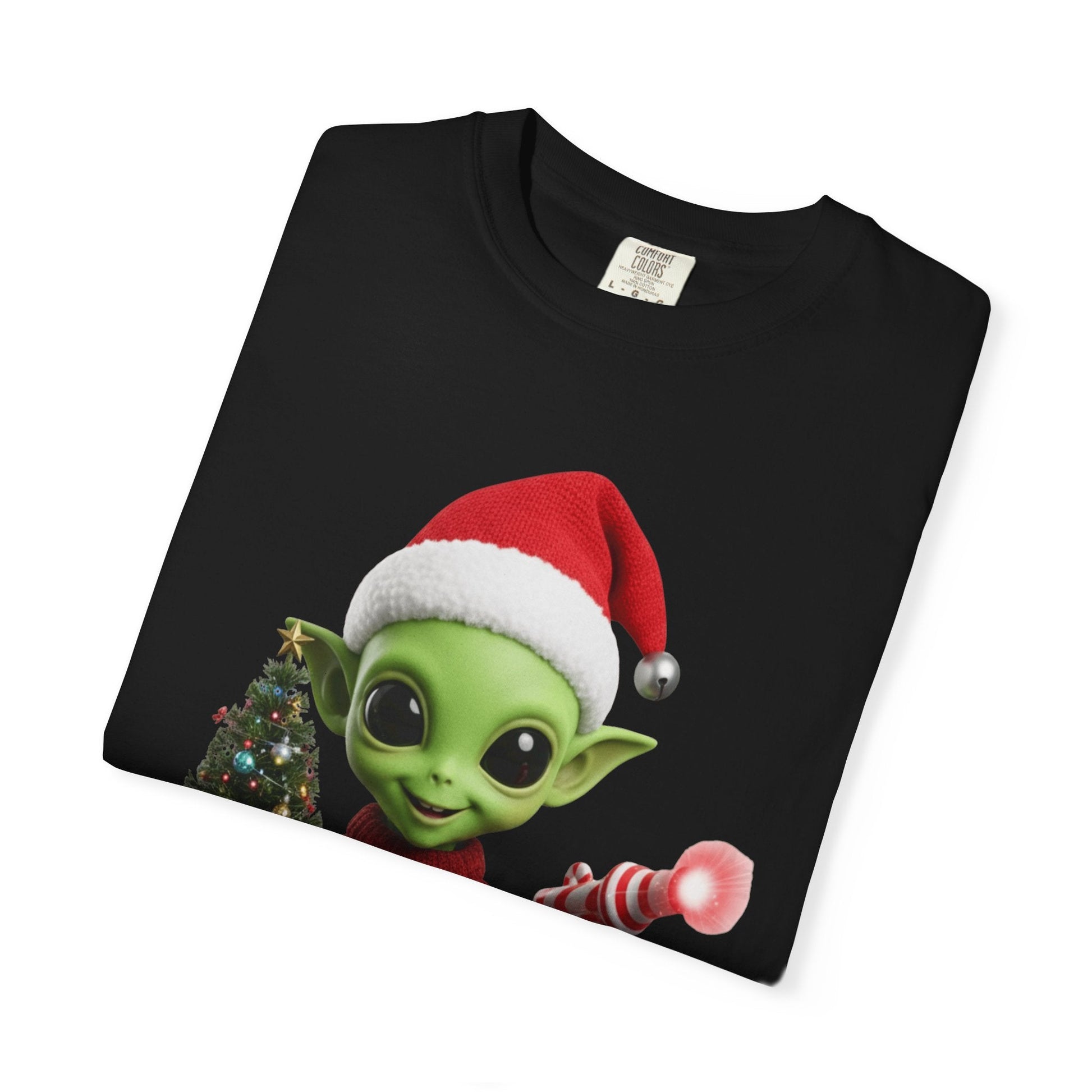 Cosmic Christmas Cheer: Alien Holiday Delight, 3D Festive Sci - Fi Character ArtT-Shirt – Custom T-Shirt by PixelCraft360, unique decoration for events and special gifts