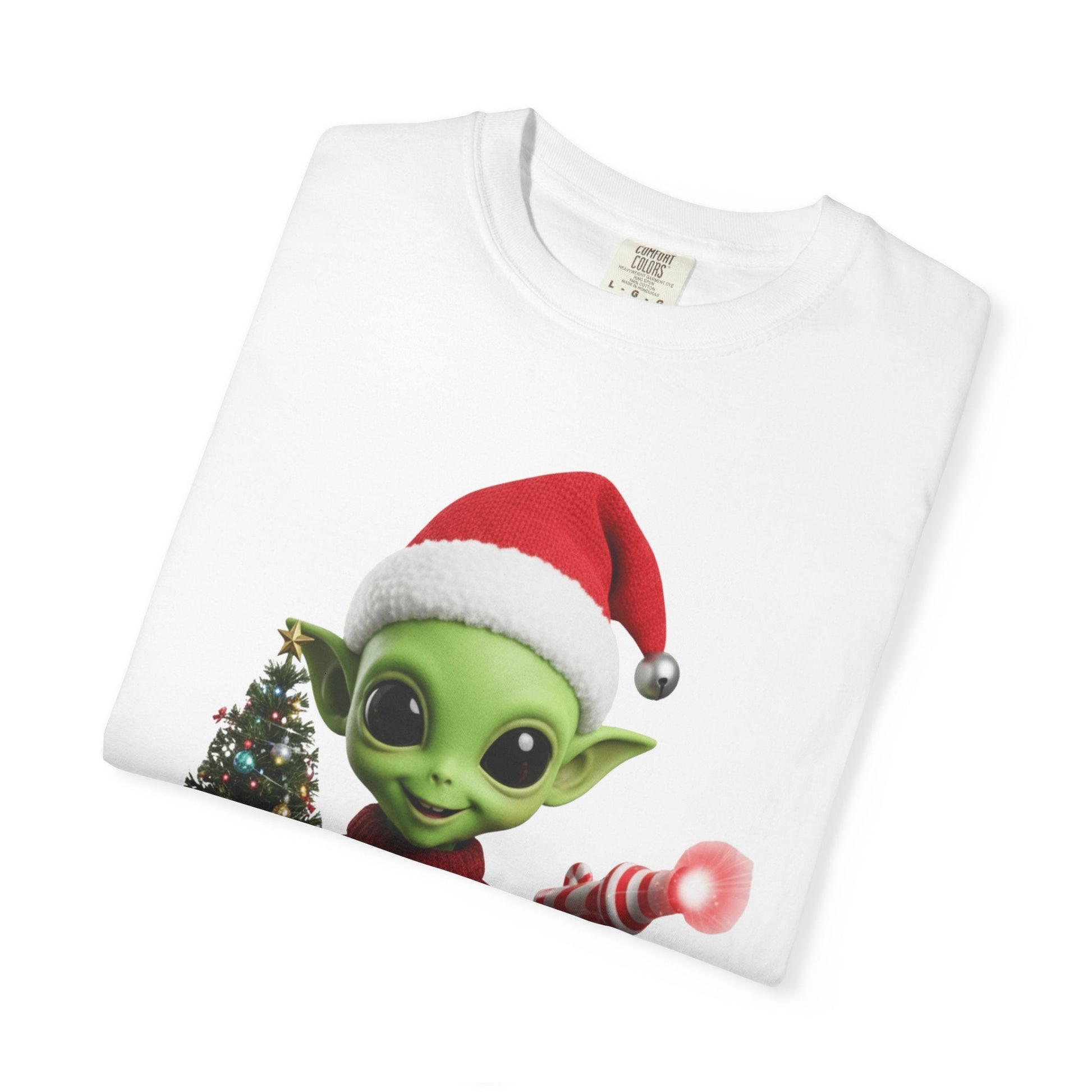 Cosmic Christmas Cheer: Alien Holiday Delight, 3D Festive Sci - Fi Character ArtT-Shirt – Custom T-Shirt by PixelCraft360, unique decoration for events and special gifts
