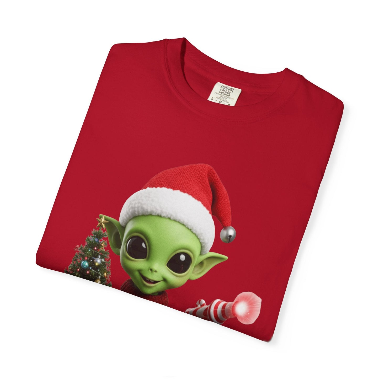 Cosmic Christmas Cheer: Alien Holiday Delight, 3D Festive Sci - Fi Character ArtT-Shirt – Custom T-Shirt by PixelCraft360, unique decoration for events and special gifts