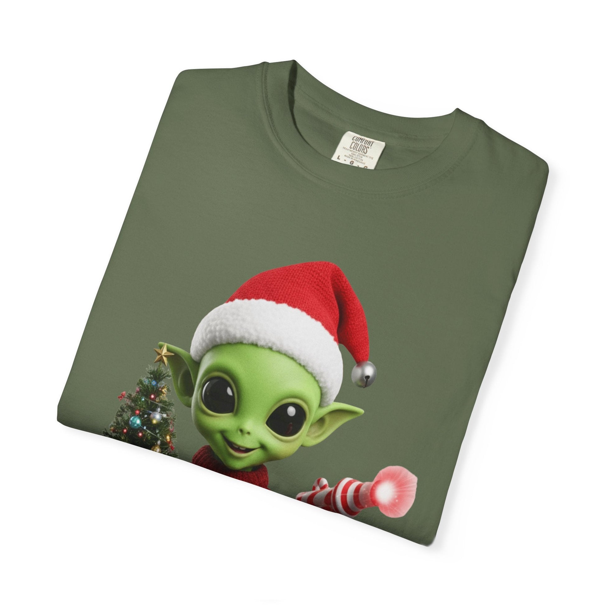 Cosmic Christmas Cheer: Alien Holiday Delight, 3D Festive Sci - Fi Character ArtT-Shirt – Custom T-Shirt by PixelCraft360, unique decoration for events and special gifts