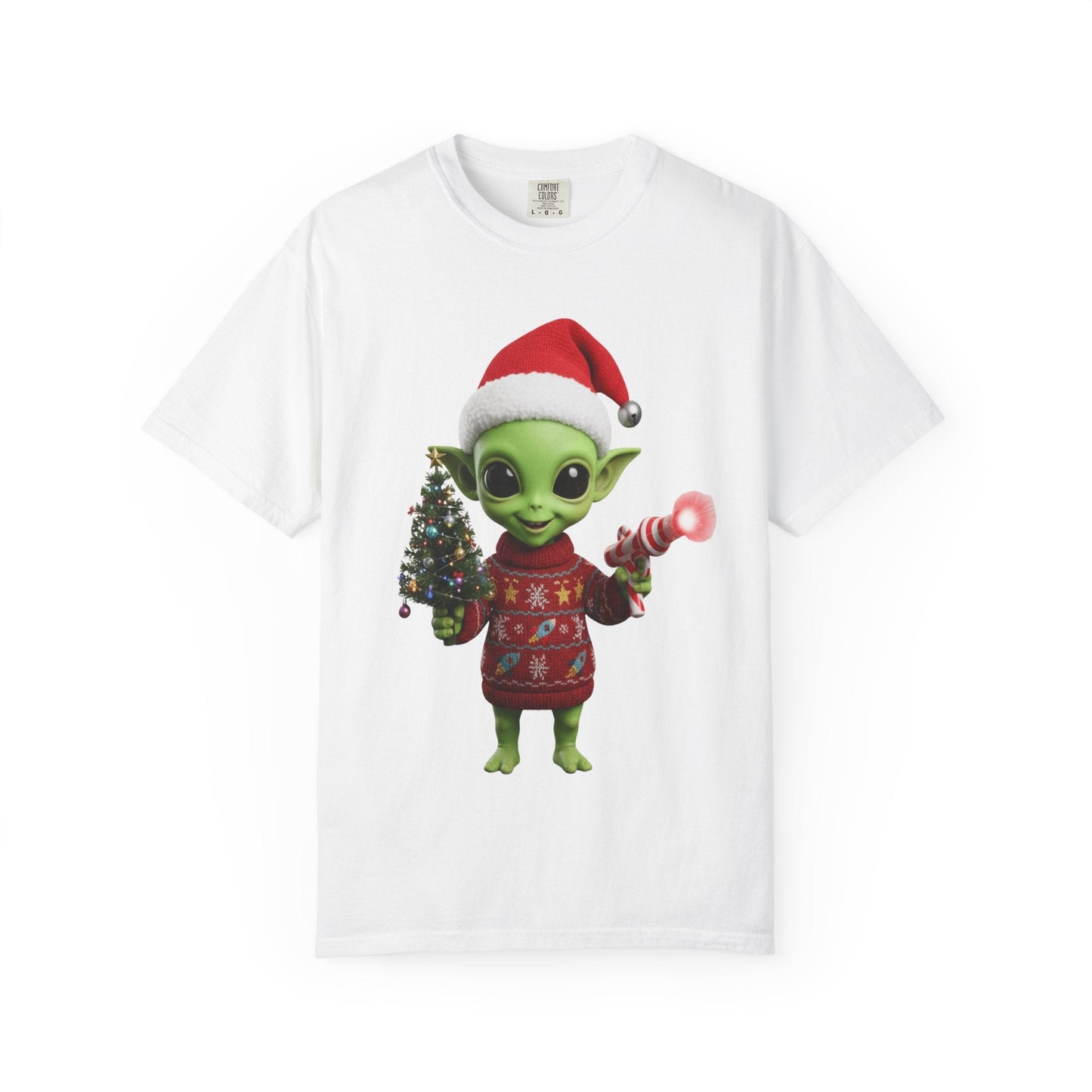 Cosmic Christmas Cheer: Alien Holiday Delight, 3D Festive Sci - Fi Character ArtT-Shirt – Custom T-Shirt by PixelCraft360, unique decoration for events and special gifts