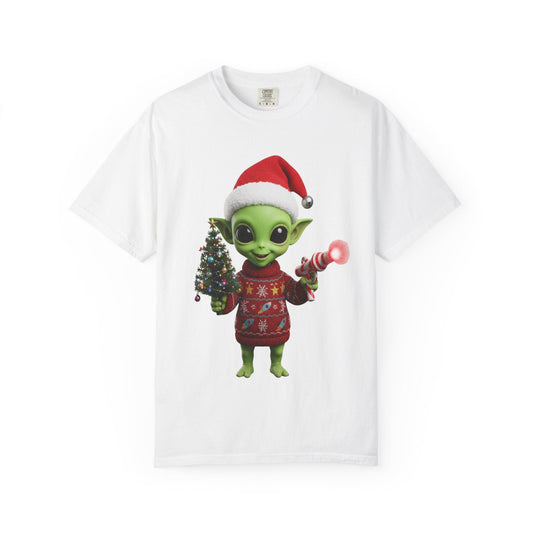 Cosmic Christmas Cheer: Alien Holiday Delight, 3D Festive Sci - Fi Character ArtT-Shirt – Custom T-Shirt by PixelCraft360, unique decoration for events and special gifts
