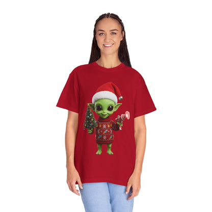 Cosmic Christmas Cheer: Alien Holiday Delight, 3D Festive Sci - Fi Character ArtT-Shirt – Custom T-Shirt by PixelCraft360, unique decoration for events and special gifts