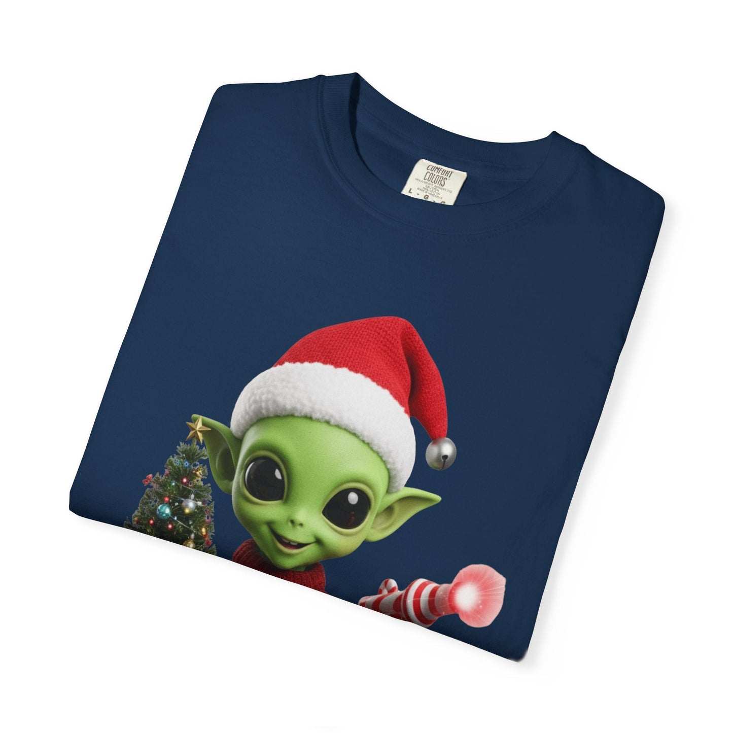 Cosmic Christmas Cheer: Alien Holiday Delight, 3D Festive Sci - Fi Character ArtT-Shirt – Custom T-Shirt by PixelCraft360, unique decoration for events and special gifts
