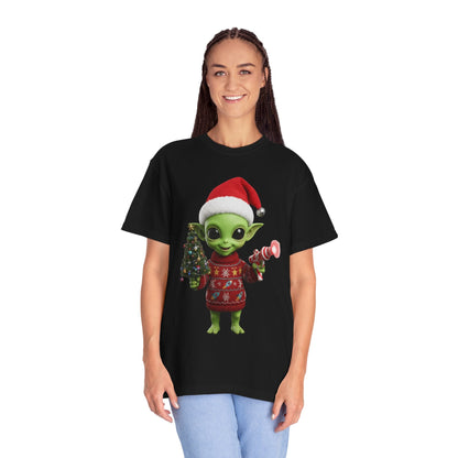 Cosmic Christmas Cheer: Alien Holiday Delight, 3D Festive Sci - Fi Character ArtT-Shirt – Custom T-Shirt by PixelCraft360, unique decoration for events and special gifts