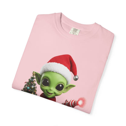 Cosmic Christmas Cheer: Alien Holiday Delight, 3D Festive Sci - Fi Character ArtT-Shirt – Custom T-Shirt by PixelCraft360, unique decoration for events and special gifts