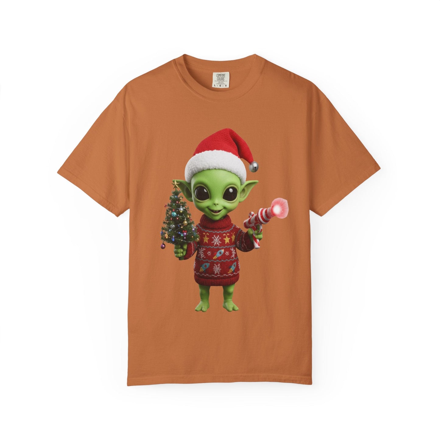 Cosmic Christmas Cheer: Alien Holiday Delight, 3D Festive Sci - Fi Character ArtT-Shirt – Custom T-Shirt by PixelCraft360, unique decoration for events and special gifts