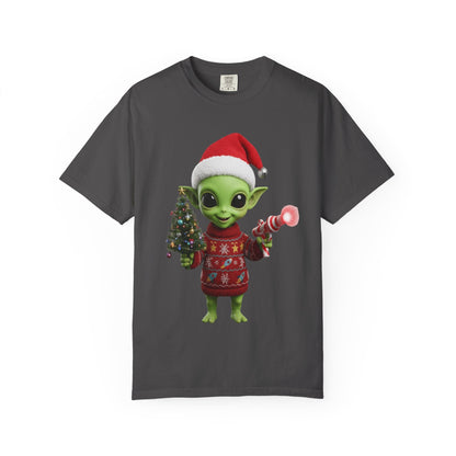 Cosmic Christmas Cheer: Alien Holiday Delight, 3D Festive Sci - Fi Character ArtT-Shirt – Custom T-Shirt by PixelCraft360, unique decoration for events and special gifts