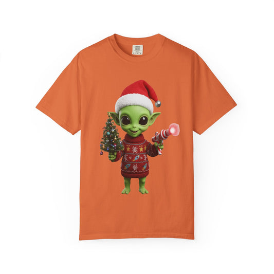 Cosmic Christmas Cheer: Alien Holiday Delight, 3D Festive Sci - Fi Character ArtT-Shirt – Custom T-Shirt by PixelCraft360, unique decoration for events and special gifts