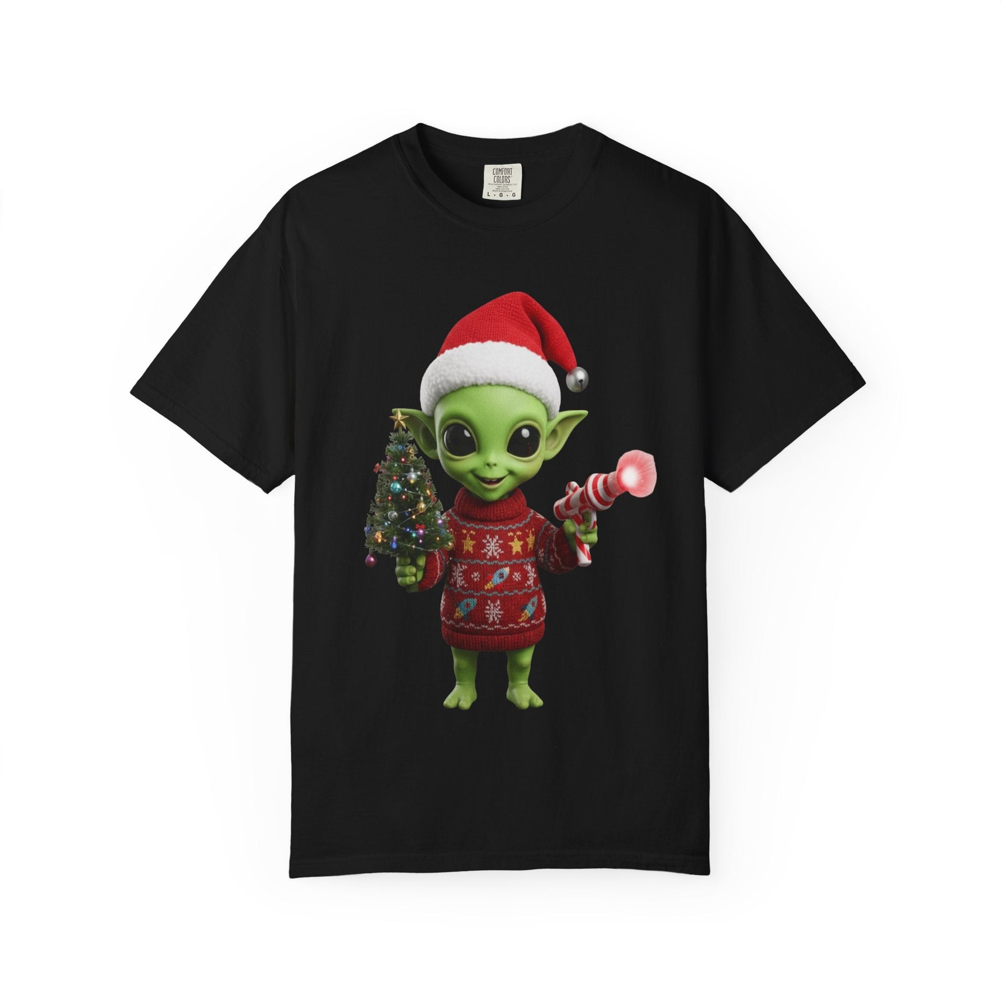 Cosmic Christmas Cheer: Alien Holiday Delight, 3D Festive Sci - Fi Character ArtT-Shirt – Custom T-Shirt by PixelCraft360, unique decoration for events and special gifts