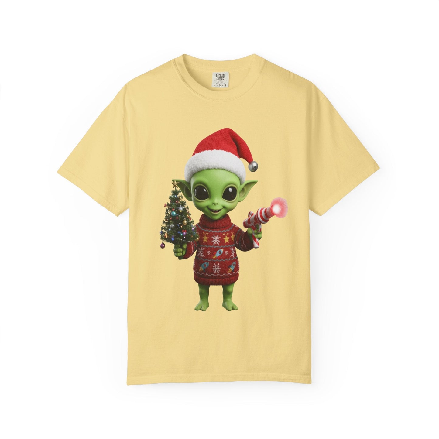 Cosmic Christmas Cheer: Alien Holiday Delight, 3D Festive Sci - Fi Character ArtT-Shirt – Custom T-Shirt by PixelCraft360, unique decoration for events and special gifts