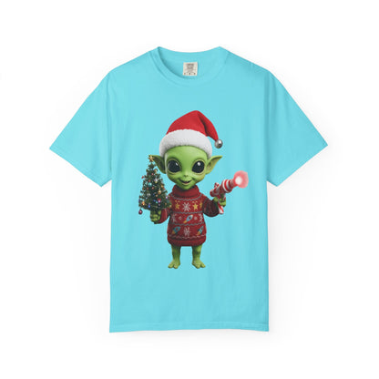 Cosmic Christmas Cheer: Alien Holiday Delight, 3D Festive Sci - Fi Character ArtT-Shirt – Custom T-Shirt by PixelCraft360, unique decoration for events and special gifts