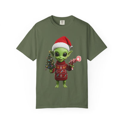 Cosmic Christmas Cheer: Alien Holiday Delight, 3D Festive Sci - Fi Character ArtT-Shirt – Custom T-Shirt by PixelCraft360, unique decoration for events and special gifts
