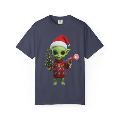 Cosmic Christmas Cheer: Alien Holiday Delight, 3D Festive Sci - Fi Character ArtT-Shirt – Custom T-Shirt by PixelCraft360, unique decoration for events and special gifts