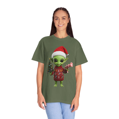 Cosmic Christmas Cheer: Alien Holiday Delight, 3D Festive Sci - Fi Character ArtT-Shirt – Custom T-Shirt by PixelCraft360, unique decoration for events and special gifts