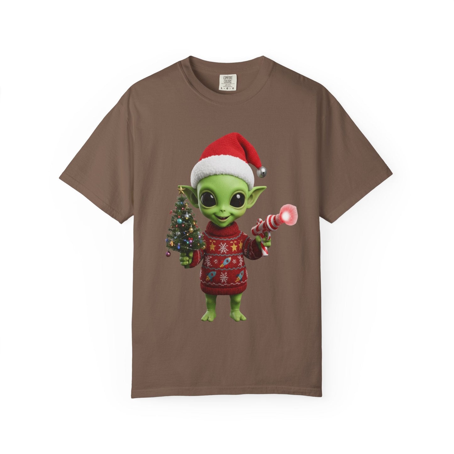 Cosmic Christmas Cheer: Alien Holiday Delight, 3D Festive Sci - Fi Character ArtT-Shirt – Custom T-Shirt by PixelCraft360, unique decoration for events and special gifts