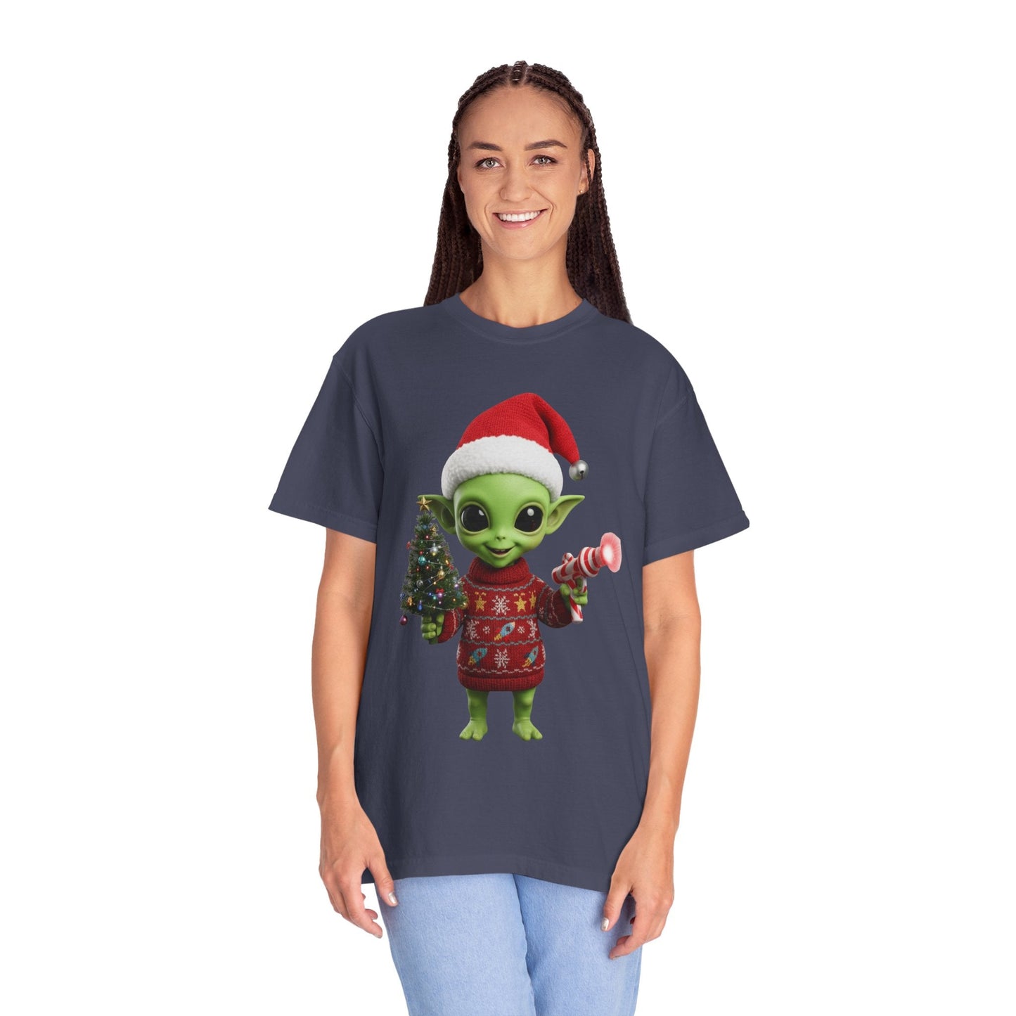 Cosmic Christmas Cheer: Alien Holiday Delight, 3D Festive Sci - Fi Character ArtT-Shirt – Custom T-Shirt by PixelCraft360, unique decoration for events and special gifts