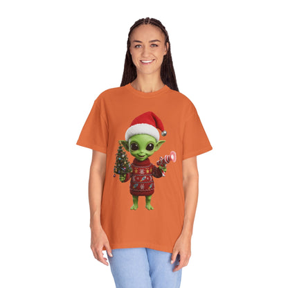 Cosmic Christmas Cheer: Alien Holiday Delight, 3D Festive Sci - Fi Character ArtT-Shirt – Custom T-Shirt by PixelCraft360, unique decoration for events and special gifts