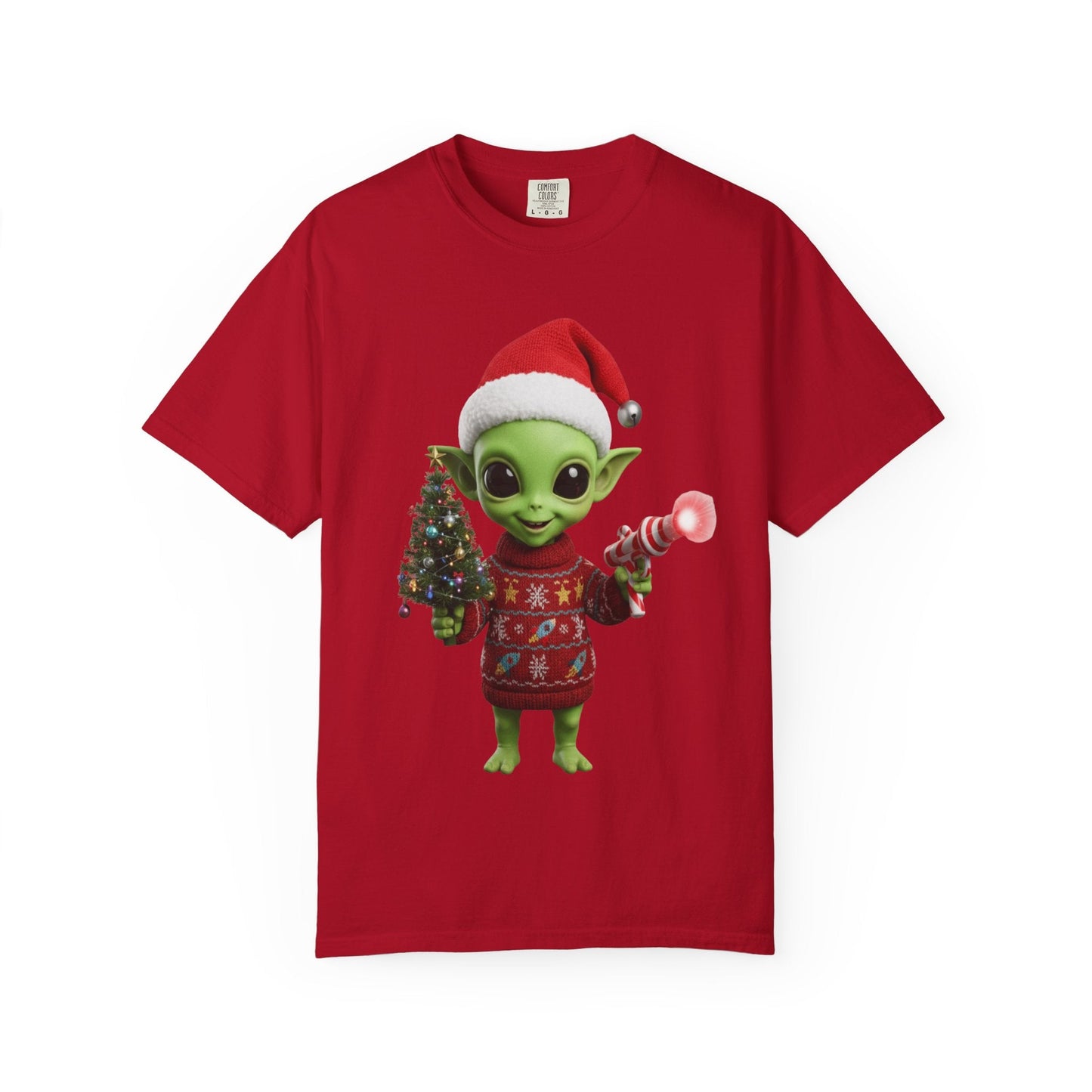 Cosmic Christmas Cheer: Alien Holiday Delight, 3D Festive Sci - Fi Character ArtT-Shirt – Custom T-Shirt by PixelCraft360, unique decoration for events and special gifts