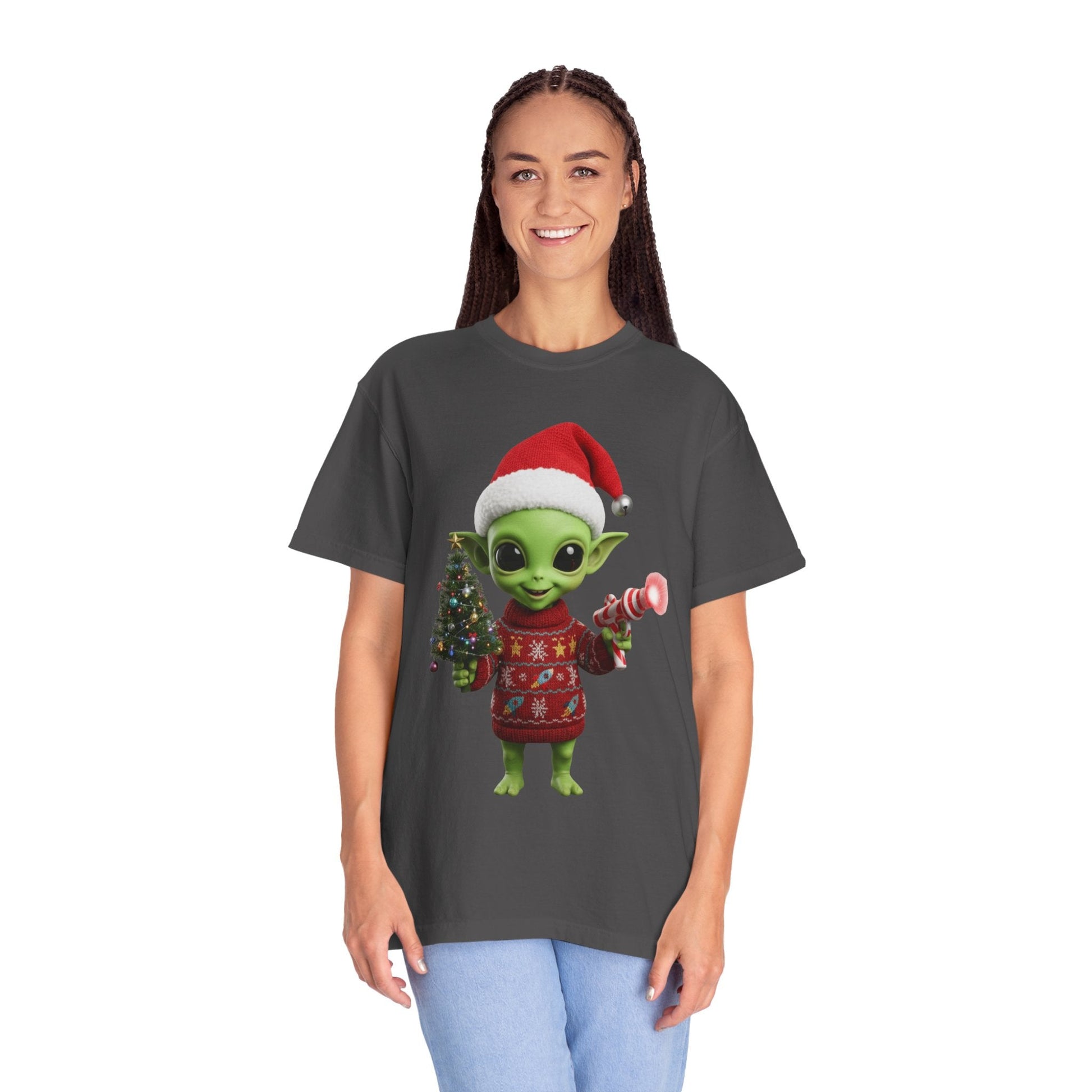 Cosmic Christmas Cheer: Alien Holiday Delight, 3D Festive Sci - Fi Character ArtT-Shirt – Custom T-Shirt by PixelCraft360, unique decoration for events and special gifts