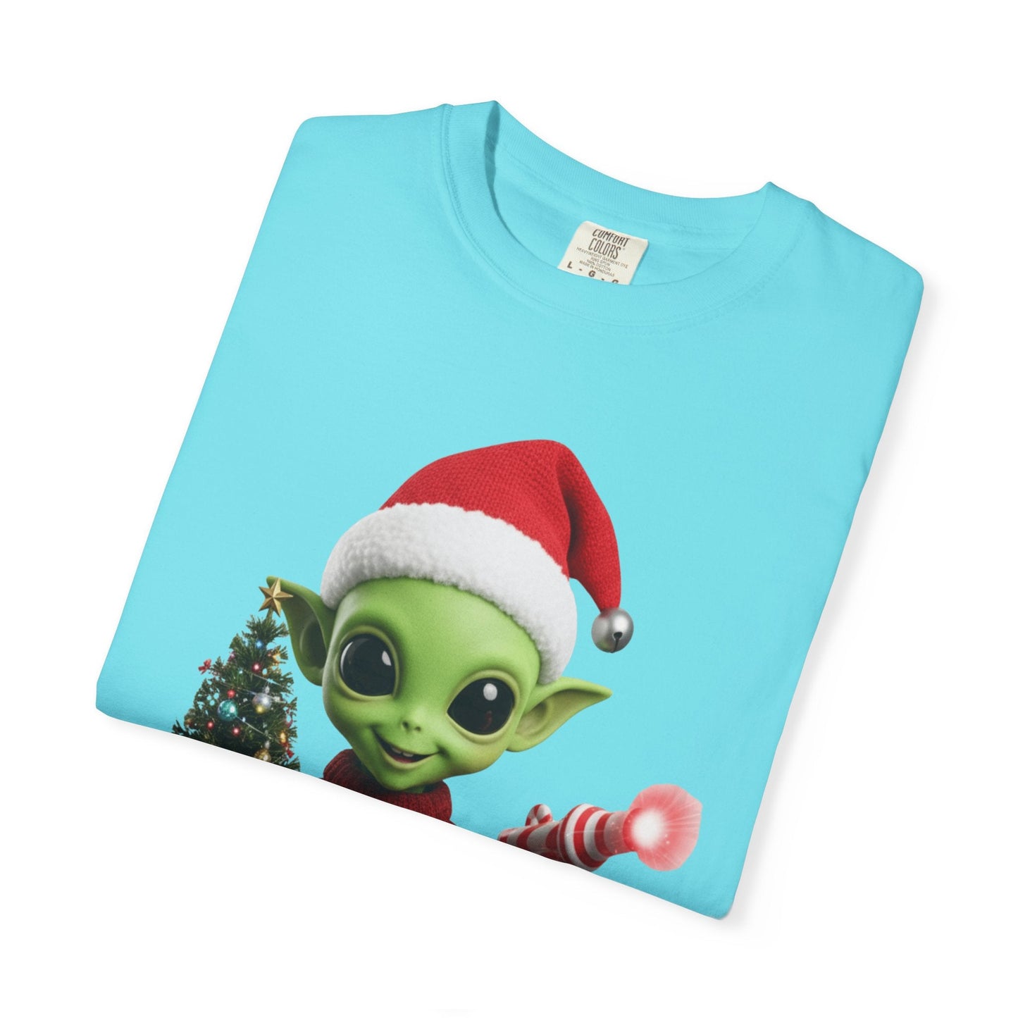Cosmic Christmas Cheer: Alien Holiday Delight, 3D Festive Sci - Fi Character ArtT-Shirt – Custom T-Shirt by PixelCraft360, unique decoration for events and special gifts