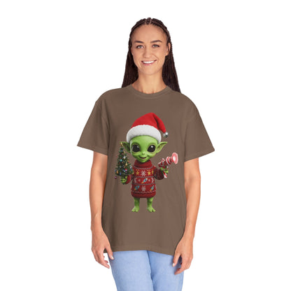 Cosmic Christmas Cheer: Alien Holiday Delight, 3D Festive Sci - Fi Character ArtT-Shirt – Custom T-Shirt by PixelCraft360, unique decoration for events and special gifts