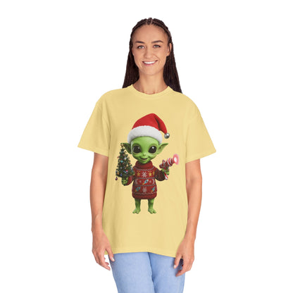 Cosmic Christmas Cheer: Alien Holiday Delight, 3D Festive Sci - Fi Character ArtT-Shirt – Custom T-Shirt by PixelCraft360, unique decoration for events and special gifts