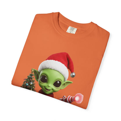 Cosmic Christmas Cheer: Alien Holiday Delight, 3D Festive Sci - Fi Character ArtT-Shirt – Custom T-Shirt by PixelCraft360, unique decoration for events and special gifts