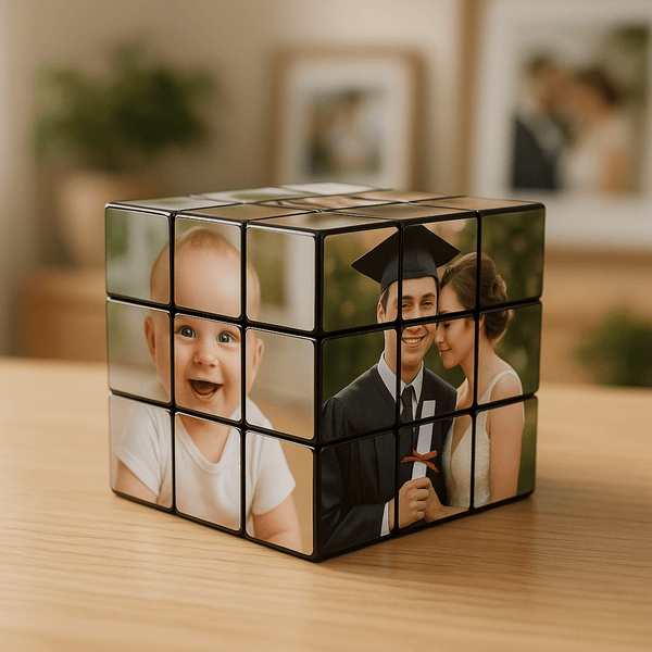 Custom Puzzle Cube with 6 Photos – Unique Keepsake Gift