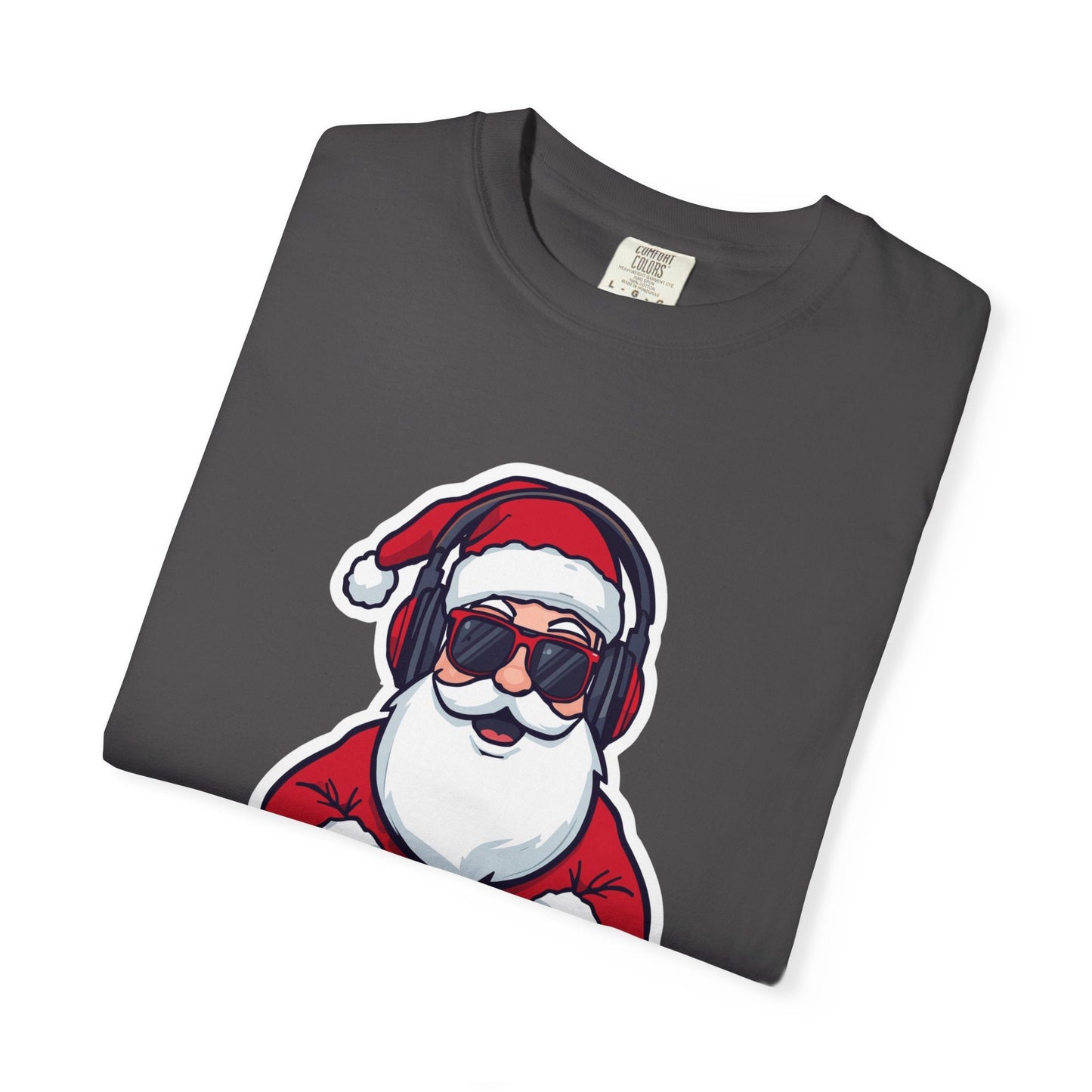 DJ Santa: Holiday Beats Remix, Festive Pop Culture IllustrationT-Shirt – Custom T-Shirt by PixelCraft360, unique decoration for events and special gifts