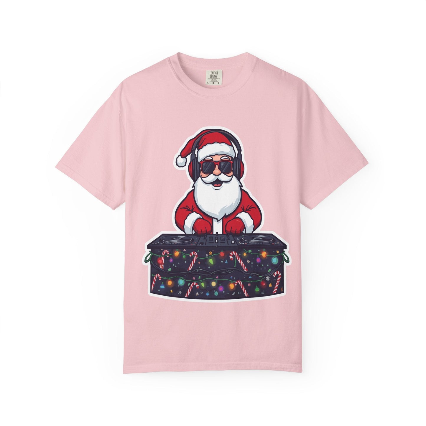 DJ Santa: Holiday Beats Remix, Festive Pop Culture IllustrationT-Shirt – Custom T-Shirt by PixelCraft360, unique decoration for events and special gifts