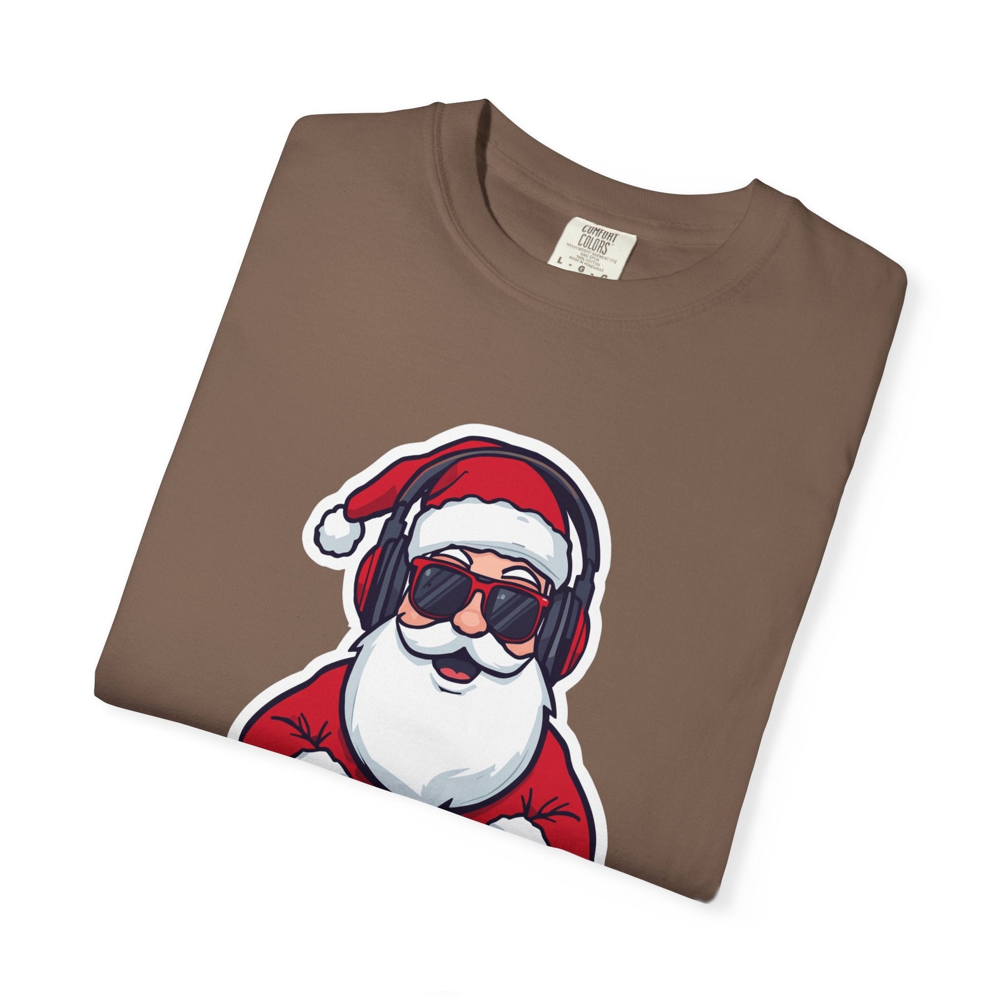 DJ Santa: Holiday Beats Remix, Festive Pop Culture IllustrationT-Shirt – Custom T-Shirt by PixelCraft360, unique decoration for events and special gifts