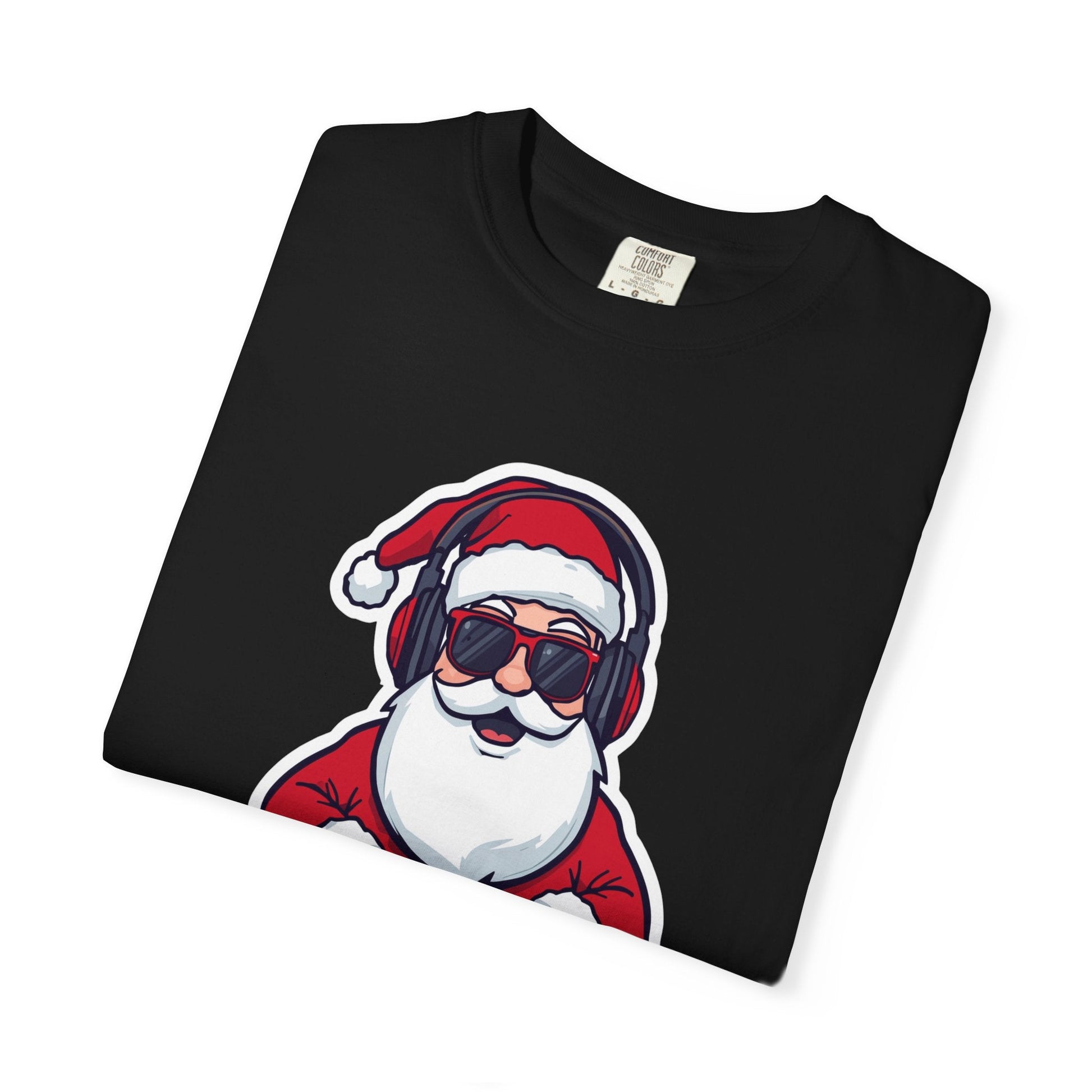 DJ Santa: Holiday Beats Remix, Festive Pop Culture IllustrationT-Shirt – Custom T-Shirt by PixelCraft360, unique decoration for events and special gifts