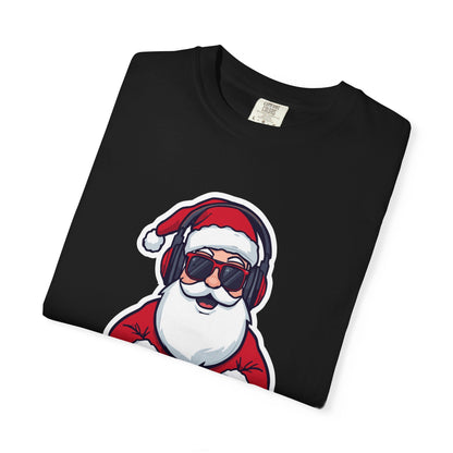 DJ Santa: Holiday Beats Remix, Festive Pop Culture IllustrationT-Shirt – Custom T-Shirt by PixelCraft360, unique decoration for events and special gifts