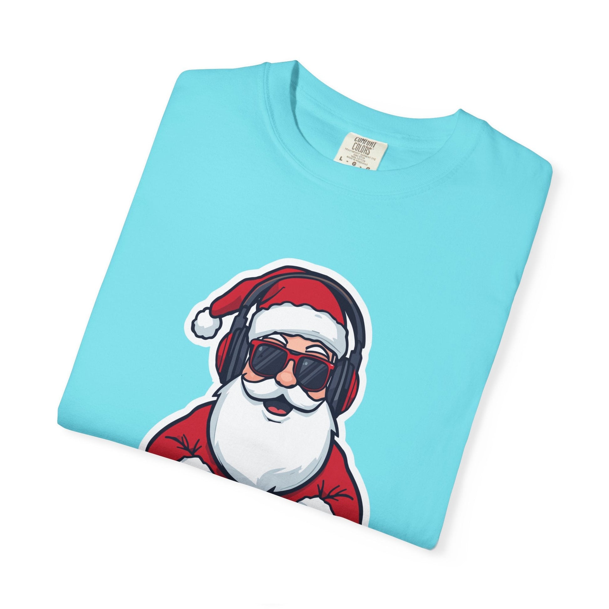 DJ Santa: Holiday Beats Remix, Festive Pop Culture IllustrationT-Shirt – Custom T-Shirt by PixelCraft360, unique decoration for events and special gifts
