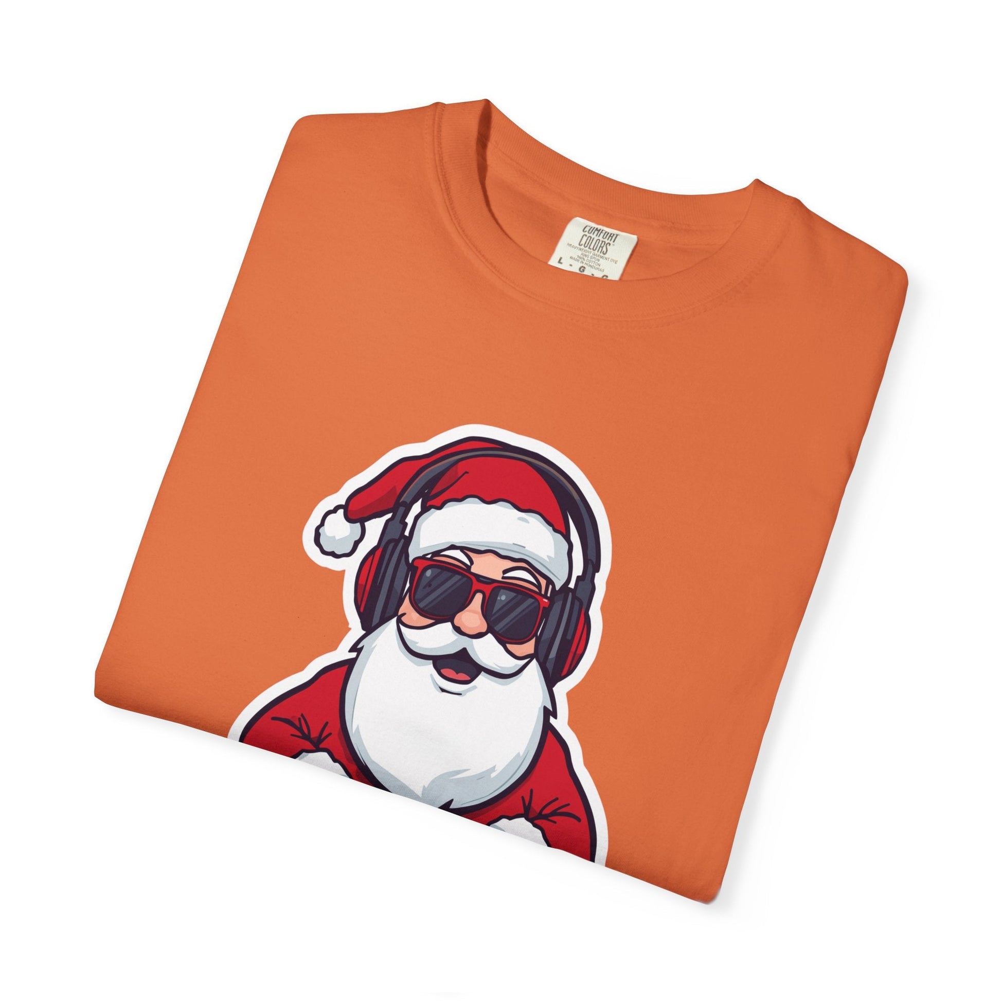 DJ Santa: Holiday Beats Remix, Festive Pop Culture IllustrationT-Shirt – Custom T-Shirt by PixelCraft360, unique decoration for events and special gifts