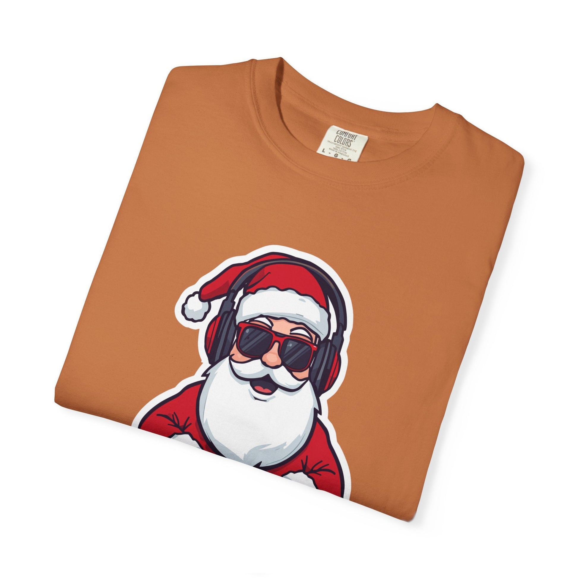 DJ Santa: Holiday Beats Remix, Festive Pop Culture IllustrationT-Shirt – Custom T-Shirt by PixelCraft360, unique decoration for events and special gifts
